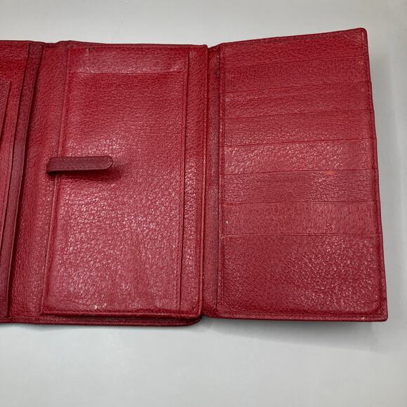 VTG Gucci Wallet Red Leather Bifold Kisslock Framed Card Holder Classic Luxury - Picture 9 of 15